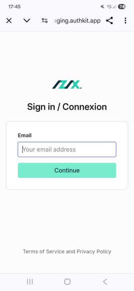 2. Login screen
