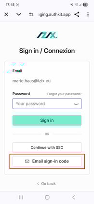3. Login screen email sign in