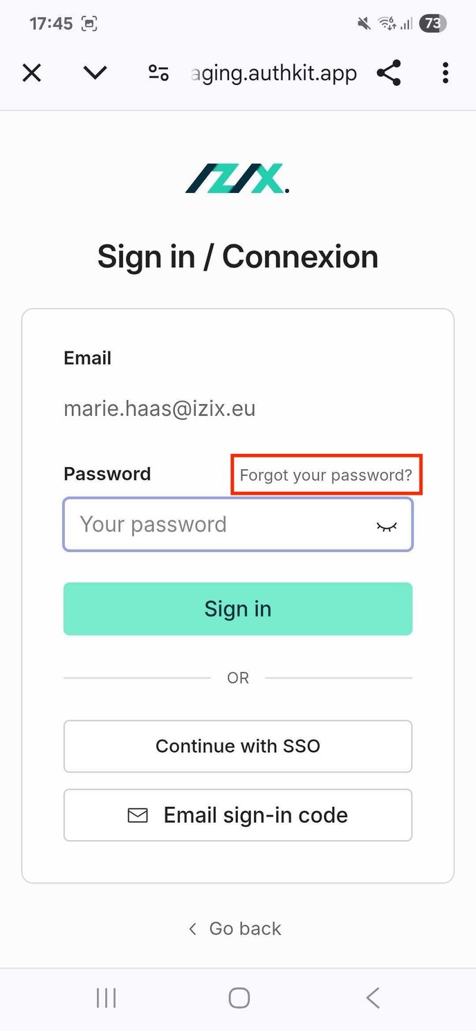3. Login screen forgot pswd