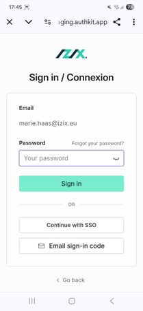 3. Login screen