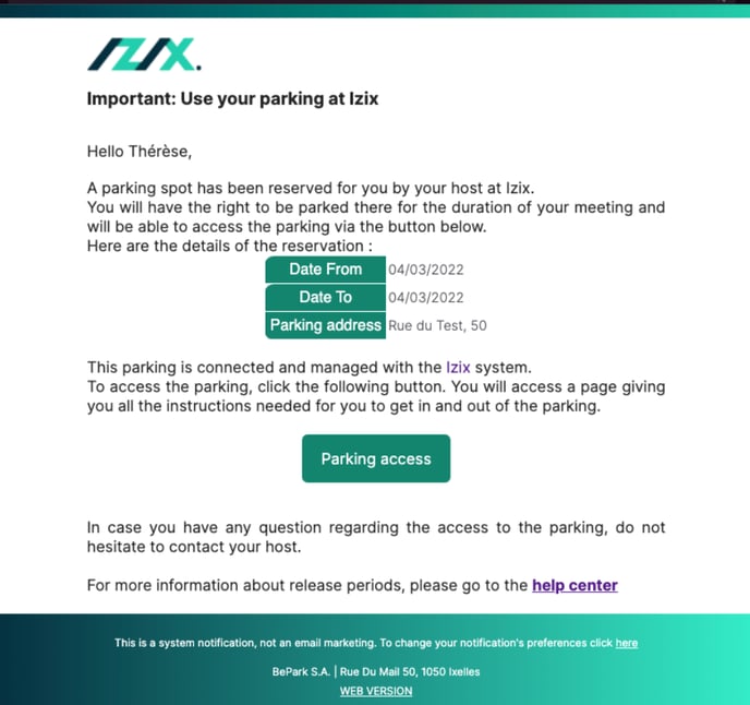 visitor email new izix